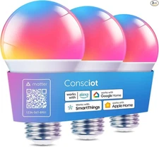 Smart Light Bulbs, WiFi Bluetooth Color Size: 3 Pack