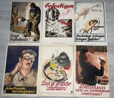 6x orig. Plakaty BHP (PERFOROWANE) 1920/30 Znalezisko na strychu DinA4