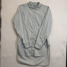 UNIQLO JW ANDERSON Light Blu Denim shirt dress S Long sleeve High Low Hem UNIQUE