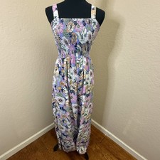 Dokotoo Floral Smocked Maxi Dress Multicolor Square Neck Sleeveless Boho Summer