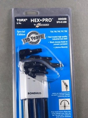 Bondhus HEX PRO Pivot Head Torx Wrench Set 5pc T30 T40 T45 T47 T50