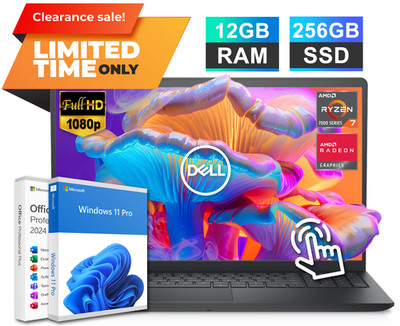 2026 Dell Inspiron 15 Laptop FHD Touch AMD Ryzen 7 7730U 12GB RAM 256GB SSD Pro