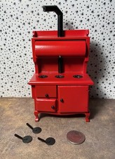 Dollhouse Miniature Red Old Fashion Kitchen Wood Stove L K