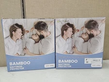 NEW Lot of 2 Cozymaker Waterproof Bamboo Mattress Protector. KING