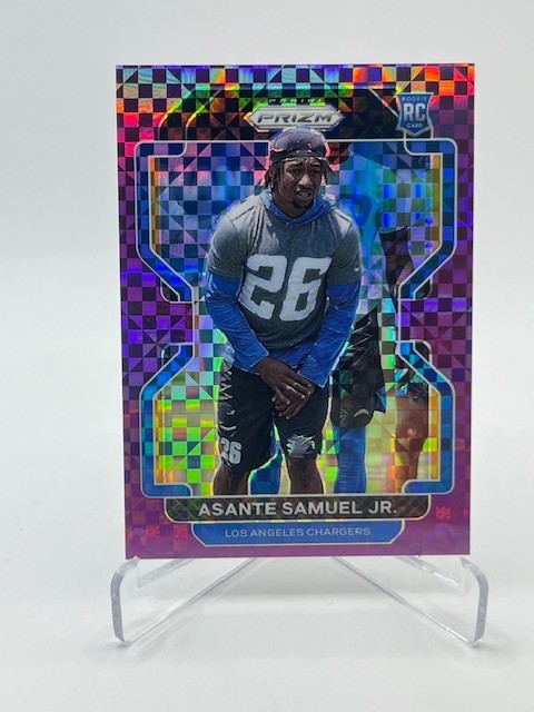 2021 PANINI PRIZM ASANTE SAMUEL JR. RC PURPLE POWER PRIZM #D 15/49 SP