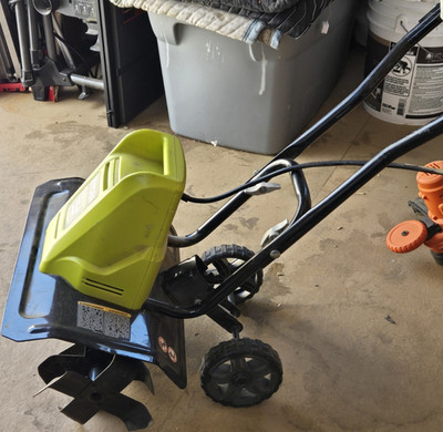 Sun Joe Corded Electric Garden Cultivator Green Black Plastic Metal with Wheels