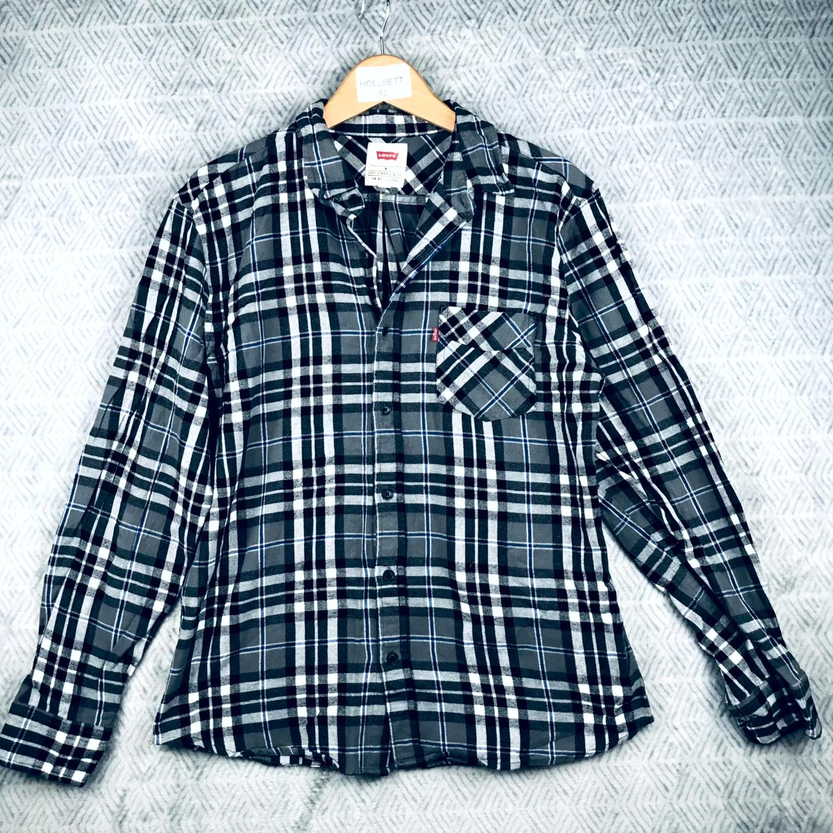 Chemise Levi's à Carreaux Bleu Blanc Rouge - Taille XL - Manches Longues - Coton - Occasion Très Bon état - Style Western