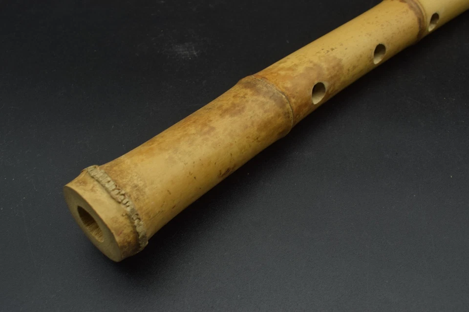 Flauta Shakuhachi antigua japonesa vintage instrumento longitud 62,0 cm bambú Japón Foto 2 de 4