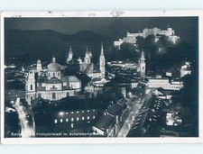 old rppc CITY LIT UP AT NIGHT Salzburg Austria : make an offer HM1580