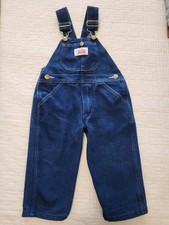 Vtg Round House Overalls Toddler 2T Blue Denim Made In USA