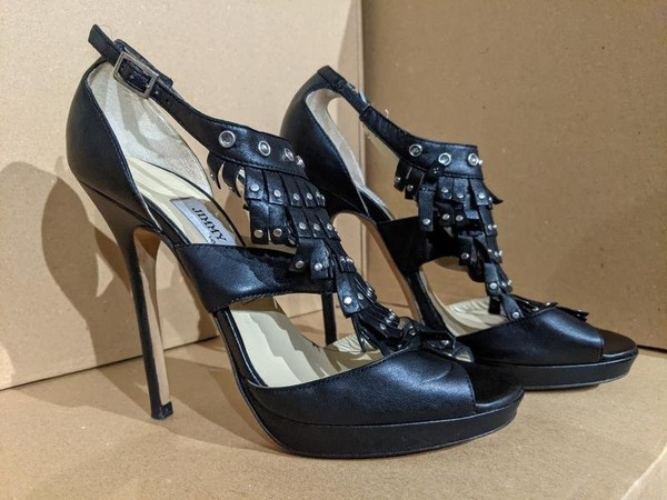 Damen Jimmy Choo Heels Schwarz Leder 36,5