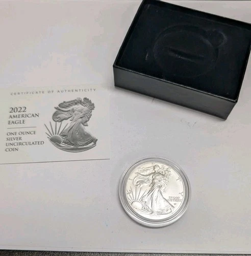 2022-W West Point Burnished American Silver Eagle $1 1 Oz Silver Box & COA