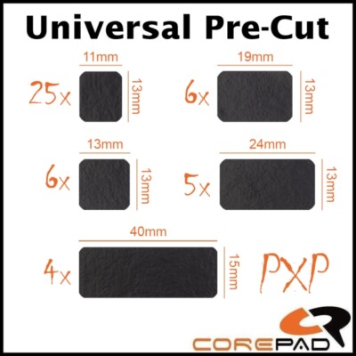 Corepad PXP Grips black Universal Pre-Cut Keyboard & Mouse Grip Tapes Stickers