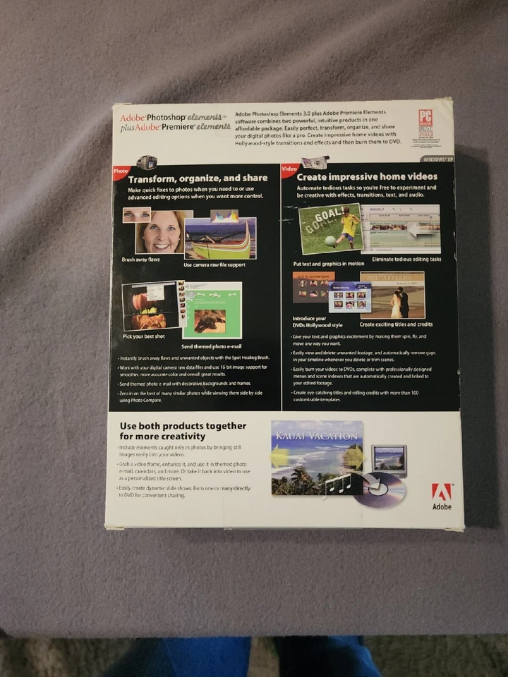 Adobe Photoshop Elements 3.0 plus Adobe Premiere Elements NISP Priority Ship XP - Image 2 of 4