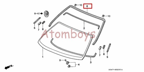 Front Upper Windshield Seal Rubber For Honda Civic (Sedan 3dr 4D) - OEM 73151-SR3-013