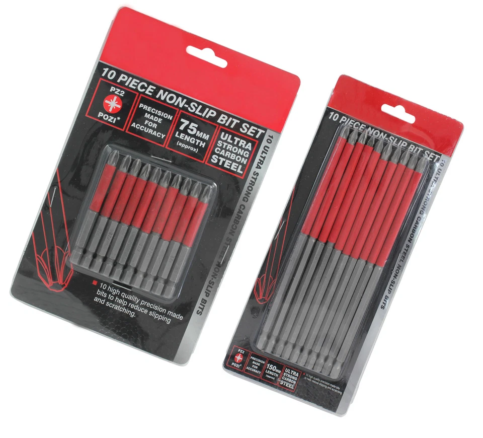 10pc 75mm or 150mm Non Slip Pz2 Screwdriver Pozi Drill Bit Set For Power Tool