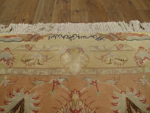 Traditional Hand-Knotted Tabrize Area Rug | 8'0" x 11'6" | 100% Wool/Silk Blend - Picture 9 of 9