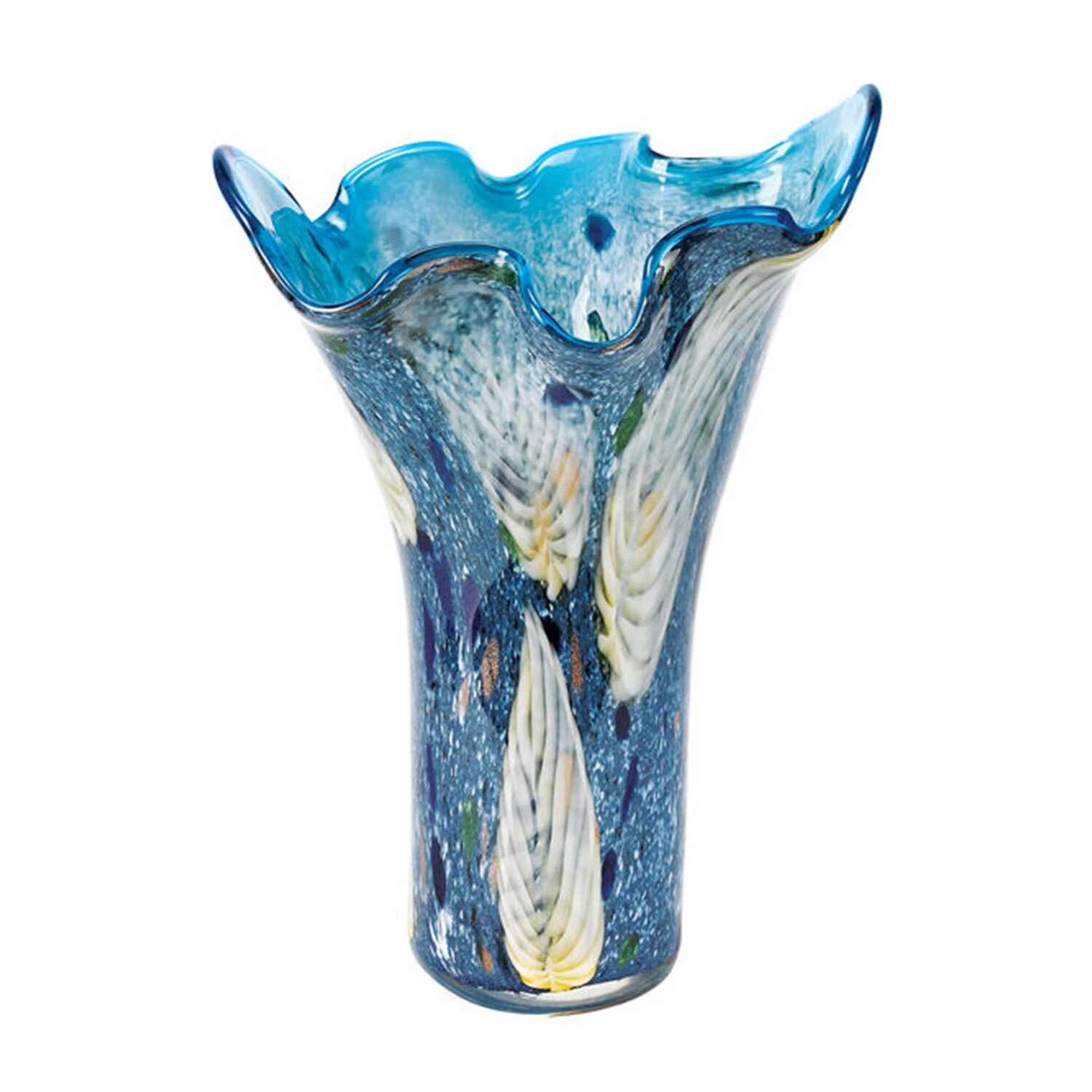 Elegant and Modern Royalty Art Glass Decorative Vase for Home Decor - Blue, 17"