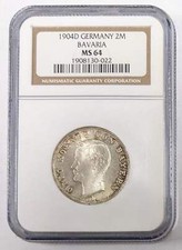 1904 D Germany 2 Mark Bavaria NGC MS 64