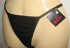 MOVIE STAR - NEW SIZE MEDIUM - BLACK COTTON STRETCH G-STRING THONG PANTY
