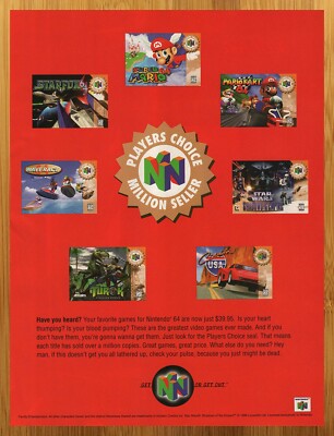 1997 Nintendo 64 N64 Players Choice Print Ad/Poster Mario Star Fox
