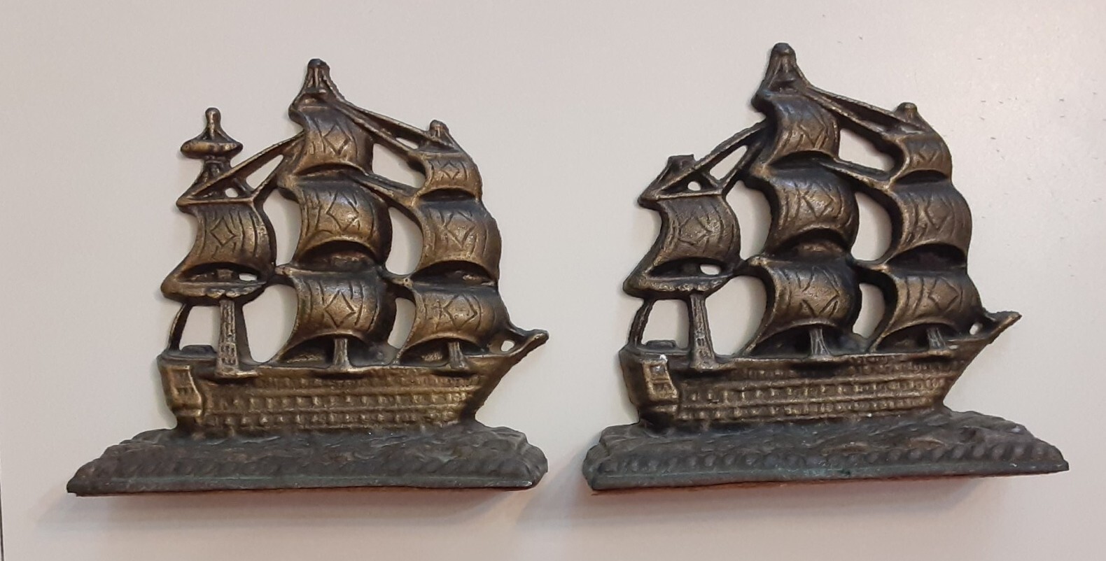 Two Vintage Cast Iron Constitution Sailing Ship Book Ends eBay