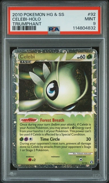 2010 POKEMON HEARTGOLD & SOULSILVER TRIUMPHANT #92 CELEBI-HOLO PSA 9