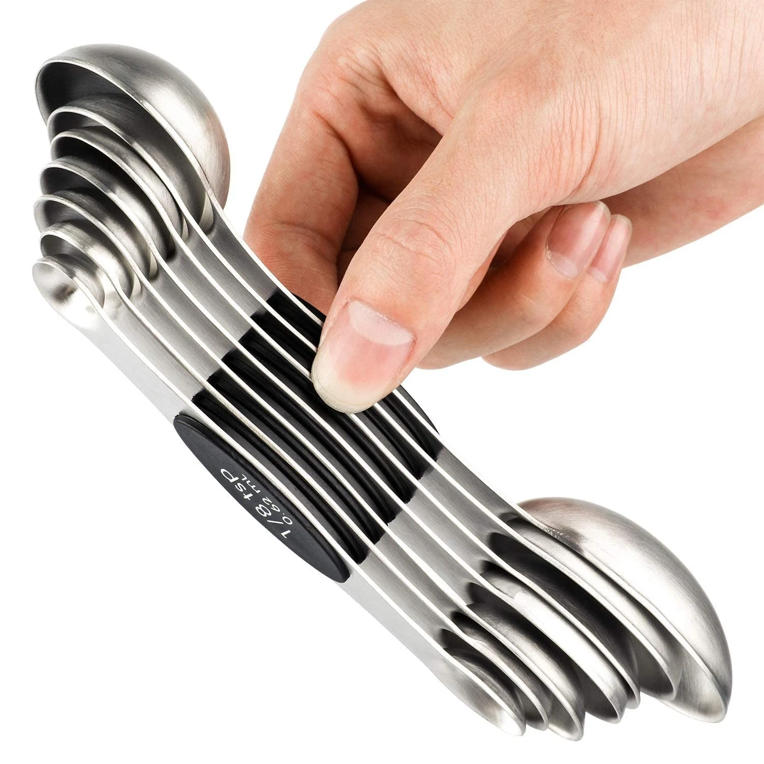 Magnetic Measuring Spoons Set of 7 Stainless Steel Dual Sided for Dry Liquid