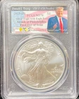 2025 (P) $1 AMERICAN SILVER EAGLE 1st DAY EAGLE PRIVY TRUMPCOIN LABEL PCGS MS70