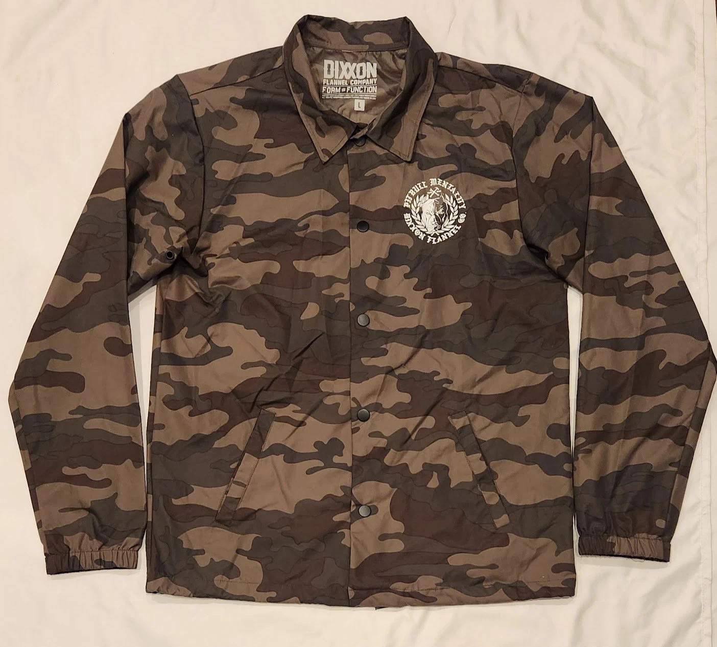 Dixxon Pitbull Mentality Camo Button Up Coaches Jacket Men's Large