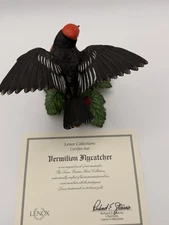 Vtg Lenox Vermilion Flycatcher Porcelain 5” X 5.25” X 4.25” Garden Birds w COA