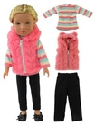 Pink Fuzzy Vest Pant Outfit Fits 14.5" Wellie Wisher American Girl Doll Clothing