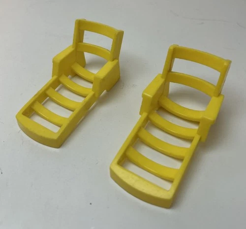 Vintage Fisher Price Little People Set of 2 Yellow Lounge Chairs Sets 990 & 985
