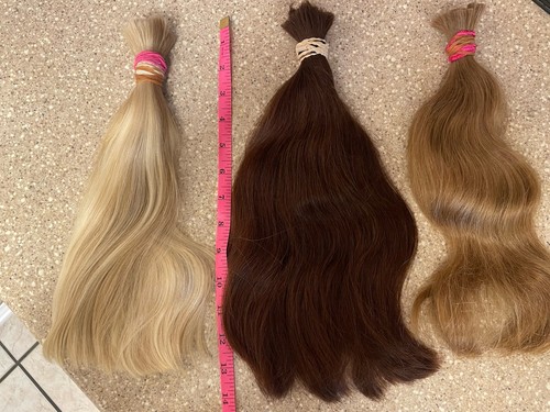 Real Human Hair Cut Ponytail 13-14 Inch 8.35 Oz From Girls, Burgundy And Blonde