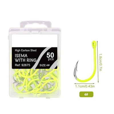 Zuverlässiges fluoreszierendes Angelhaken-Set 50-teilig Barbed Single Circle für