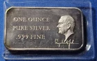 A Vintage President Lyndon B Johnson 1 Troy Oz .999 Fine Silver Art Bar