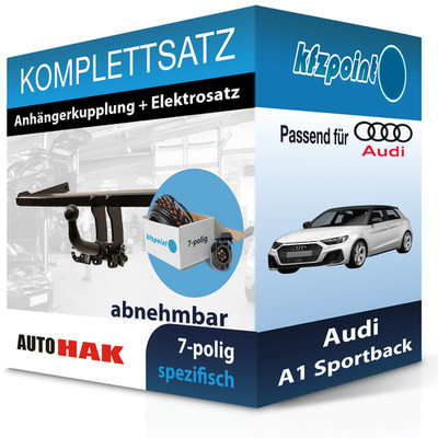 AUTO HAK Anhängekupplung abnehmbar und E-Satz 7polig für Audi A1 Sportback 12-