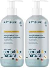 ATTITUDE 2-in-1 Shampoo and Body Wash for Baby,EWG 16 Fl Oz Pack of 2
