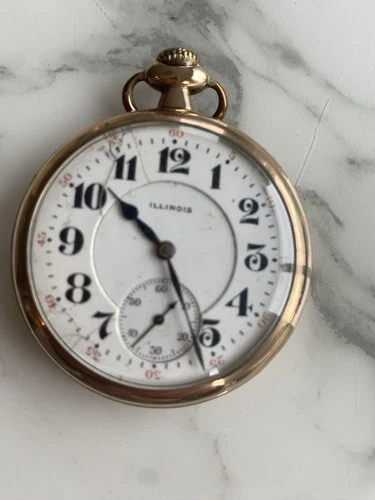Antique Illinois Pocket Watch Gold Filled Case Sub Seconds Run