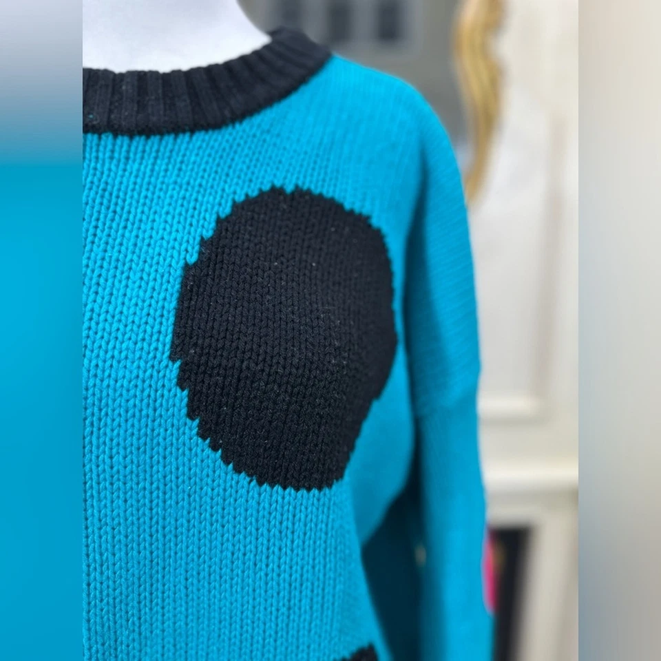 Suéter Vintage Emporio Gitano Años 80 90 De Gran Tamaño Lunares 2X Azul Negro Rosa Foto 2 de 4