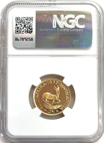 1977 GOLD SOUTH AFRICA PROOF 2 RAND JAN VAN RIEBEECK COIN NGC PROOF 69 UC - Picture 2 of 2