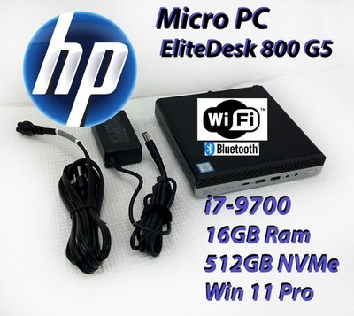 HP EliteDesk 800 G5 Mini, i7-9700T, 16GB, 512GB NVMe SSD, Wi-Fi + BT, WIN 11