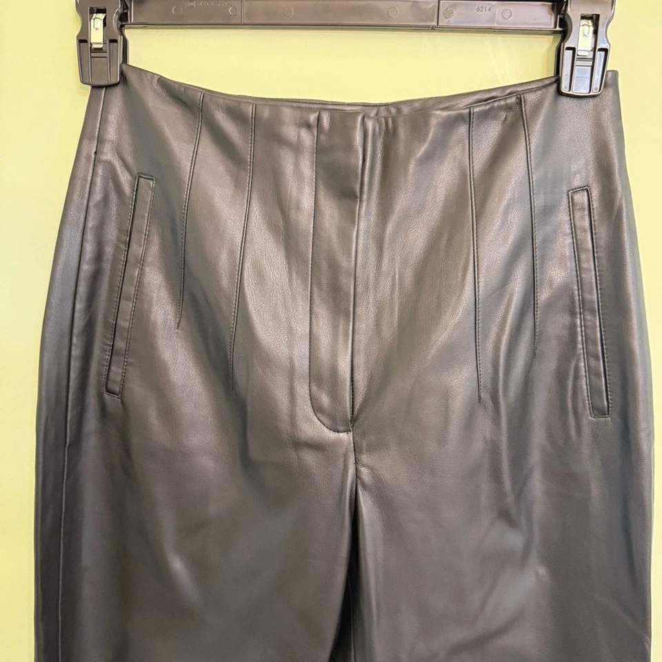 Zara Mujer Cintura Alta Negro Vegano Cuero Vestido Pantalón Talla Mediana Foto 2 de 4