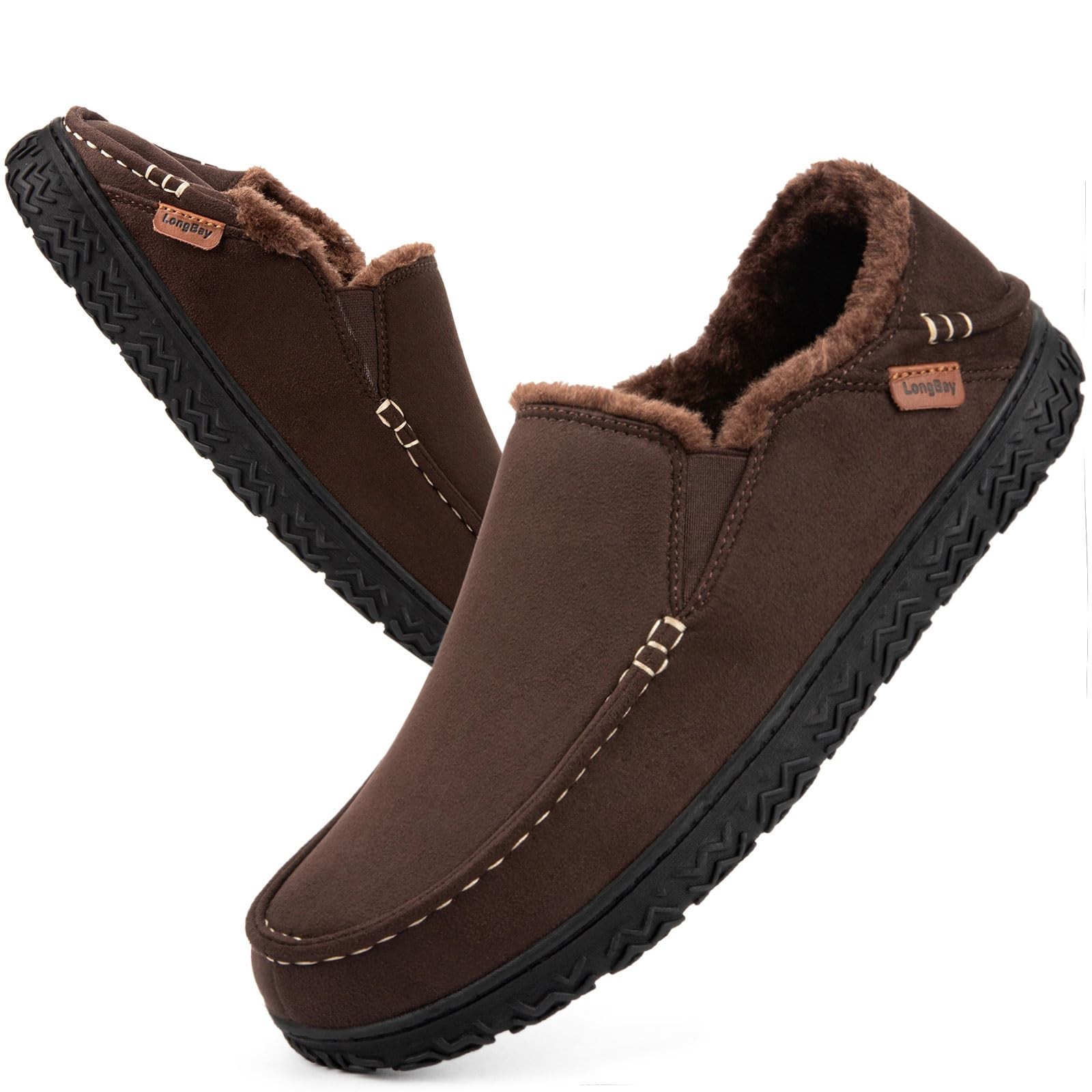 Men's Moccasin Slippers Comfy Warm Memory Foam House Shoes for Indoor Outdoor...