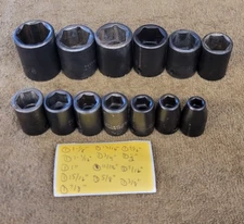 13 Proto Professional Impact Socket 1/2" Drive 1-1/8" to 3/8" Sae Tool Set USA