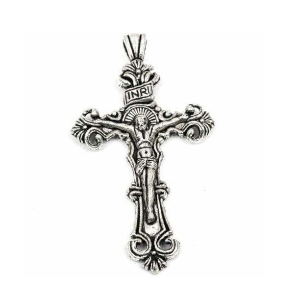 925 Sterling Silver 3D Christian Jesus Christ Cross Catholic Crucifix ...