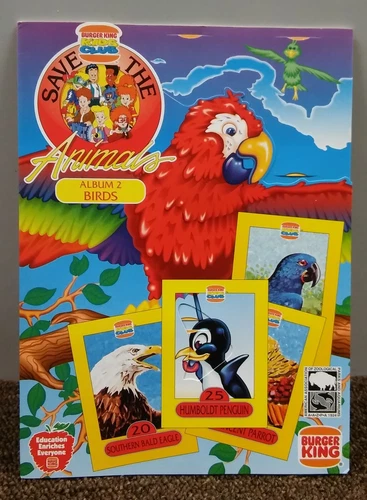 Vintage 1993 Burger King Save the Animals Set of 3 Book Albums with Cards