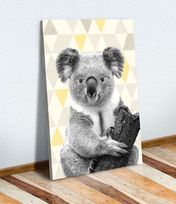 Koala Canvas Wall Art Print - Yellow/Mustard Color, Framed, Various Sizes Available