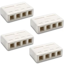 4 Lot 4 Port RJ45 Network Blank Surface Wall Mount Box For Keystone Jack Insert