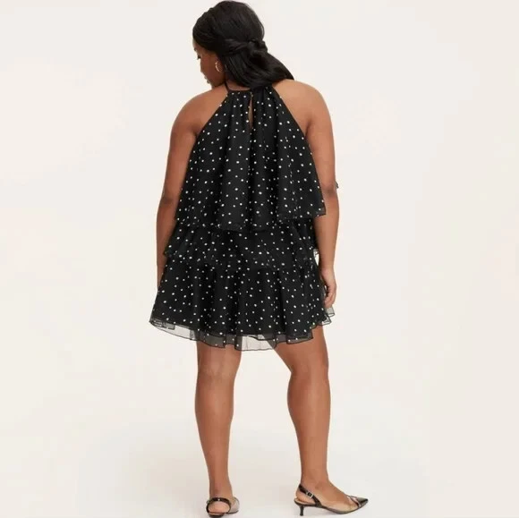 mini abito donna kate spade taglia S a pois tulle a strati nero bianco nuovo con etichette